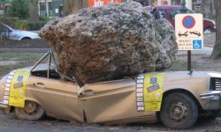 Voiture mal garée écrasée par...