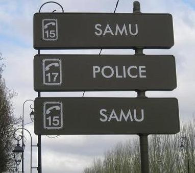 panneau SAMU POLICE SAMU